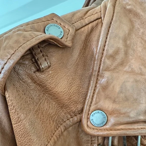 Men's Rustic Brown Leather Military Jacket - Picture 5 of 11